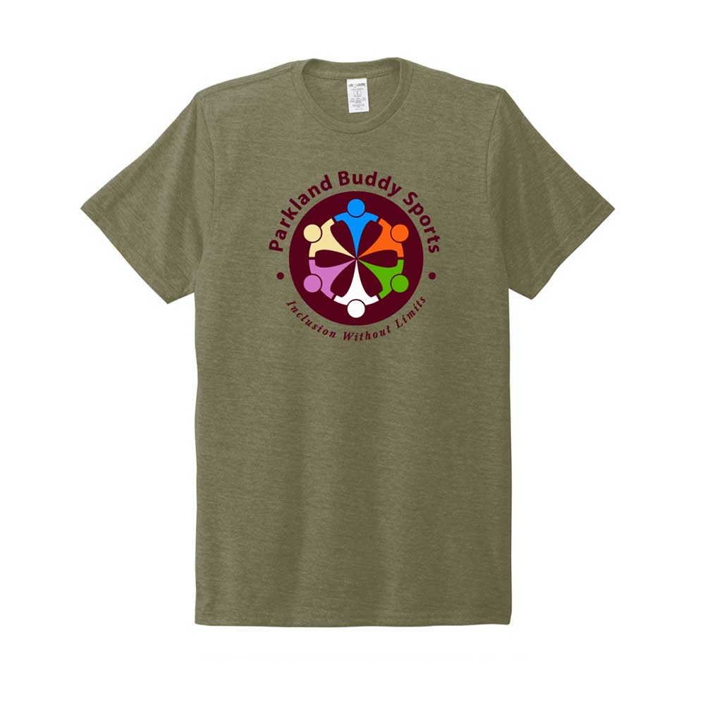 Unisex Tri-blend Tee. Available in White, Blue, Olive, Grey.